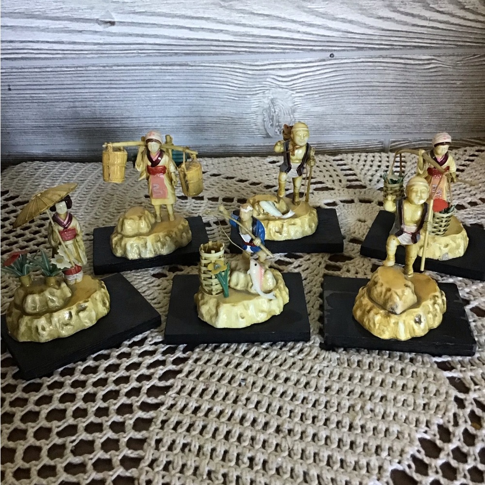 Collection of 6 Vintage Celluloid Japanese figurines